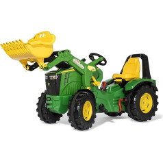 Rolly Toys John Deere RollyX-Trac Premium pedāļu traktors ar RollyTrac iekrāvēju (divu ātrumu pārnesums, rokas bremze, bērniem no 3 līdz 10 gadiem, regulējams sēdeklis, traktors ar riepām Whisper) 651078, zaļš