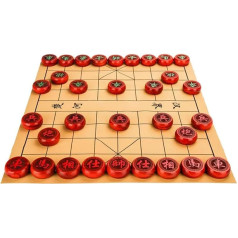 Ķīnas Xiangqi Rosewood šaha spēle 2 spēlētājiem, izglītojošas stratēģijas galda spēles, puzzle spēles, ceļojumu spēles ar ādas šaha tāfeli (izmērs: 4,8 cm/1,88 collas)