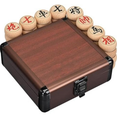 Ķīniešu Xiangqi 2 spēlētājiem, tradicionālais pārnēsājamais ķīniešu šaha spēles komplekts ceļošanai ar dižskābarža koka figūrām, ādas šaha dēli un dāvanu kastīti (3,8 cm/1,5 collas)