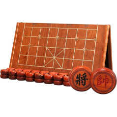 Ķīniešu šaha spēle, tradicionālā Xiangqi, pārnēsājams ceļojumu galda spēļu komplekts, stratēģiskā spēle 2 spēlētājiem ar rožkoka figūru un saliekamu šaha tāfeli (6,8 cm/2,7 collas)