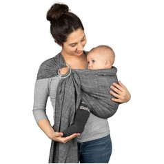 Hoppediz Ring-Sling, bērnu slings no dzimšanas, 100% pārbaudīts attiecībā uz kaitīgām vielām, džinsa melns dizains