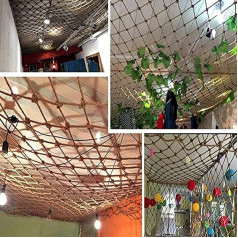 ININOSNP Rope Net Dekoratīvais tīkls Dekoratīvais tīkls Anti-Fall Net Railing Hemp Rope Net Cargo Trailer Nets Climbing Net for Kids Outdoor Climbing Net (5m * 6m)