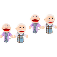 ibasenice Pack of 4 Character Hand Puppets Old Man Hand Puppets Mācību lelle Jolly Helpers Hand Puppets Pildīta rotaļlieta Vecpuisis tērps pieaugušajiem Bērni kleitas reālistisks rokas lelle DIY figūra