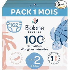 BIOLANE - 2 dydžio sauskelnės - (3 - 6 kg) - jautriai odai - itin sugeriančios, nepraleidžia skysčio, džiūsta 12 valandų - 1 mėnesio 162 sauskelnės - pagamintos Prancūzijoje