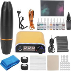 NSXAYIWE Tattoo Starter Kit, Orange, neslīdošs augstas veiktspējas mašīna Tetovēšanas mašīna ar šķidro kristālu displeju tetovēšanas galerijai (EU110-240V)