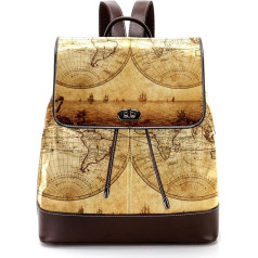 Retro Old World Map Antique Personalised School Bags Grāmatu somas pusaudžiem, daudzkrāsains, 27 x 12,3 x 32 cm, mugursomas mugursomas, daudzkrāsains