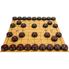 Ķīnas Xiangqi Ebony šaha spēle 2 spēlētājiem, izglītojošas stratēģijas galda spēles, puzzle spēles, ceļojumu spēles ar ādas šaha tāfeli (izmērs: 5,8 cm/2,28 collas)