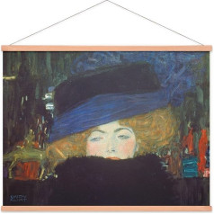 Arcondo Auduma attēls Kakemono ar plakātu sloksnēm Gustav Klimt Lady with Hat and Feather Boa 51 x 51 cm