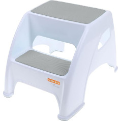 Dreambaby Toddler & Me 2 Up Step Stool, pakāpiens maziem bērniem, piemērots pieaugušajiem, iztur līdz 135 kg, tualetes pakāpieni maziem bērniem un pieaugušajiem, neslīdošas plāksnītes, vannasistabas krēsls, pelēks