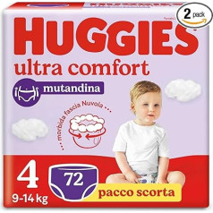 Huggies Ultra Comfort autiņbiksītes 4. izmēra (9-14 kg), 72 gab. iepakojumā