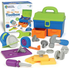 Learning Resources LER9754 New Sprouts All-in-One Tool Box, rotaļlieta 2 gadus veciem zēniem un meitenēm, 18 gabaliņi, raupji instrumenti lomu spēlēm maziem bērniem ar pārnēsājamo kasti, Multi