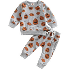 Geagodelia Baby Boys Girls Halloween Pumpkin Clothing Outfit Baby Clothing Set Long Sleeve Top + Trousers Newborn Soft Baby Set My First Halloween