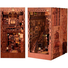 AONGAN Book Nook Kit - DIY Miniature Dollhouse Kit, DIY 3D koka puzles Bookends, grāmatu stūrītis grāmatu plauktam, grāmatu plaukts, izmantojams dekoratīvām amatniecības dāvanām ģimenei un draugiem, pieaugušajiem un pusaudžiem