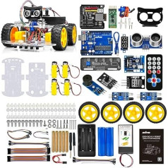 OSOYOO ROBOOT Car Starter Kit V4.0 Compatible with Arduino IDE - Elektroniskais konstruktors ar kameru - līnijas izsekošanas modulis - ultraskaņas sensors - automašīnas robota rotaļlieta - programmēšanas mācīšanās bērniem