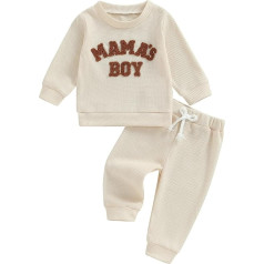 Geagodelia Bērnu zēnu apģērbu apģērbu komplekts Mama's Boy Long-Sleeved Sweatshirt + bikses Newborn Soft Baby Set Two Piece