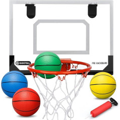 Iekštelpu basketbola grozs bērniem un pieaugušajiem, mini komplekts virs durvīm ar 4 mini bumbām pie sienas Mājas birojs Upgarde Sienas basketbola vārtu sporta spēle zēniem vecumā no 3 līdz 12 gadiem