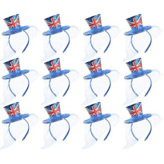 Britu noteikums Union Jack Glitter Sequin Union Jack Mini Top Hat ar plīvuru 12 Pack