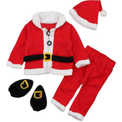 amropi Baby Boys Christmas Santa Coats Tops + Trousers + Hats + Socks 4 Pieces Warm Clothing Sets