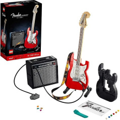 LEGO Ideas Fender Stratocaster DIY ģitāras komplekts, mūzikas instrumenta modelis pusaudžiem un pieaugušajiem ar 65 Princeton Reverb pastiprinātājiem un ģitāras piederumiem, ideāli piemērots tēva dienas dāvanai 21329