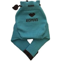 Personalizēts 100% Merino vilnas bērnu vilnas autiņbiksītes Longies Soaker trikotāžas pielāgotas M Aqua Blue Dark Grey