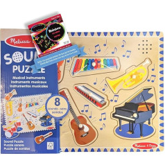 Mūzikas instrumentu tēmu skaņu puzle + bezmaksas Melissa & Doug Scratch Art Mini Pad komplekts [07320]