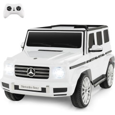 DREAMADE Bērnu elektriskā automašīna, Mercedes Benz G500 bērnu automašīna ar tālvadības pulti un šūpošanās funkciju un mūziku un skaņas signālu un USB un LED gaismām, bērnu transportlīdzeklis, elektriskā automašīna bērniem no 3 gadi