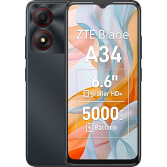 ZTE viedtālrunis Blade A34 (16,6 collu HD displejs, 4G LTE, 2 GB RAM un 64 GB iekšējās atmiņas, 5 MP galvenā kamera, 2 MP priekšējā kamera, Dual SIM, Android T GO) Pelēks