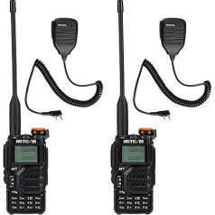 Retevis RA79 Walkie Talkies ar skaļruni un mikrofonu, divjoslu amatieru radio, Ham radio pieaugušajiem, liels diapazons, viegli savienojams pārī, kristāldzidra skaņa, divvirzienu radio ceļojumiem (2 gab.)