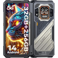 CUBOT King Kong X izturīgs viedtālrunis bez līguma 256GB ROM TF 1TB paplašināt 6,58 collu FHD 120Hz Android 14 Āra mobilais tālrunis 100MP kamera 10200mAh 5G Dual SIM/NFC/GPS/Fingerprint/Sekundārais ekrāns