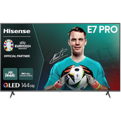 Hisense 75E7NQ Pro 189 cm (75 collu) televizors, 4K UHD, QLED, Smart TV, Total HDR, Dolby Vision IQ Atmos, 144 Hz (VRR), HDMI 2.1, Game Mode PRO, Trīs uztvērēji, Iebūvēta Alexa, Tumši pelēks, [2024]