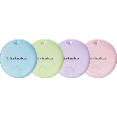 Ultrbeka Tag Air Tracker Works with Apple Find My (iOS Only), Item Locator i Tag, Waterproof Mini Tracker for Bags, Luggage, Package, Comes with 4 Keyrings, Pack of 4