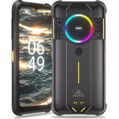 AGM H5 Pro āra mobilais tālrunis bez līguma, Android 12 āra viedtālrunis, Helio G85 Octa Core 6GB + 128GB, 20MP nakts redzamības kamera, 48MP trīskāršā kamera 6,52 collu HD + 7000mAh akumulators IP68 4G