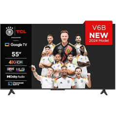 TCL 55V6B 55 Zoll, 4K Ultra HD, HDR televizors, Smart TV ar Google TV (Dolby Audio, Motion Clarity, Sprachsteuerung, Kompatibel mit Google Assistant, Chromecast eingebaut)