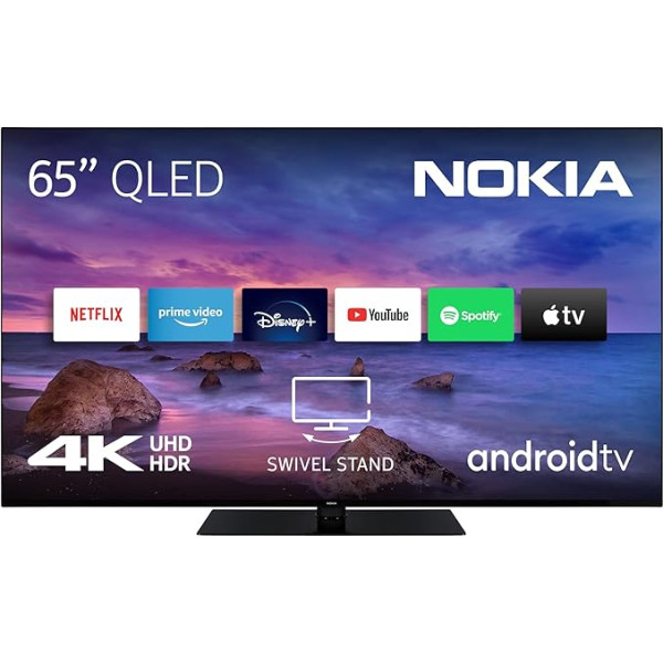 Nokia 65 collu (164 cm) QLED 4K UHD televizors Smart Android TV (HDR10, DVB-C/S2/T2, Netflix, Prime Video, Disney+) - QN65GV315ISW - 2023