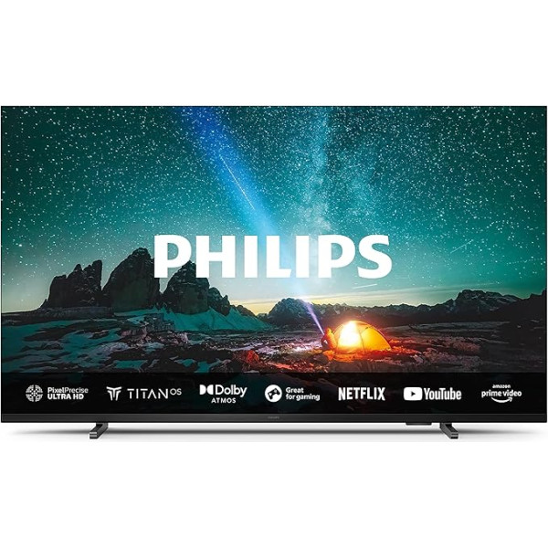 Philips 75PUS7609 4K LED Smart TV - 75 Zoll Display mit Pixel-präziser Ultra HD, Titan OS Plattform und Dolby Atmos-Klang - Funktioniert mit Alexa und Google Sprachassistent - Anthrazitgrau