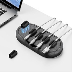 smofish Kabelmanager, Magnetischer Kabelmanager, Kabelhalter für Schreibtische Nachttisch, Kabelhalter Organizer, 6 Kabel-Clips für Lightning-Kabel, USB-C-Kabel, Mikro-Kabel, Schwarz