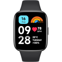 Xiaomi Redmi Watch 3 Active Black, LCD displejs, 1,83 collas, Bluetooth, 100 sporta režīmi, fitnesa sekotājs, ūdensizturīgs 50 m, līdz 12 dienu akumulatora darbības laiks