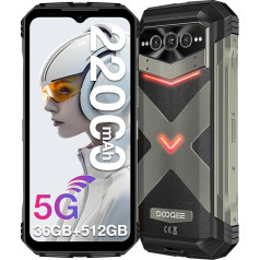 DOOGEE VMAXPLUS Android 14 Outdoor Mobile Phone 5G, 512 GBROM 36 GB RAM 22000 mAh 6.58 Inch FHD+ 120 Hz Outdoor Smartphone Without Contract 200MP + 32MP + 20MP Night Vision Camera Dual SIM/WiFi