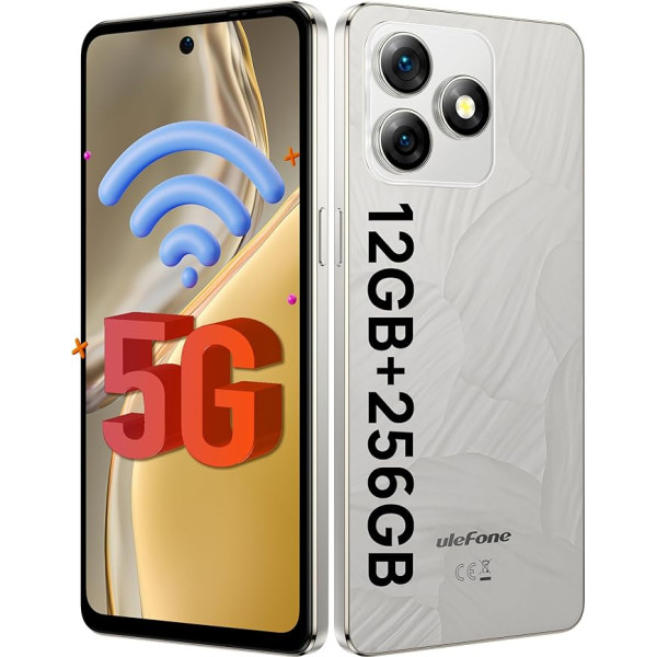 Ulefone Note 18 Ultra 5G mobilais tālrunis bez līguma, 50MP + 50MP + 32MP kamera 12GB + 256GB/SD-2TB Android 13 viedtālrunis ar 18W ātro uzlādi 6,78 collu FHD+ 5450mAh akumulators GPS/OTG/NFC pelēks