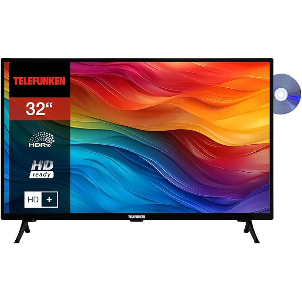 Telefunken XH32SO550SD 32 collu Smart TV (HD Ready, HDR, trīskāršs uztvērējs, DVD atskaņotājs) ar 6 mēnešu HD+ abonementu