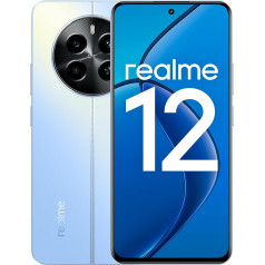 realme viedtālrunis 12 4G 8 + 128 GB, 67 W SUPERVOOC uzlāde, Snapdragon 685 mikroshēma, 120 Hz AMOLED FHD+ displejs, Sony LYT-600 OIS kamera, 5000 mAh masīva baterija, Skyline Blue (bez adaptera)