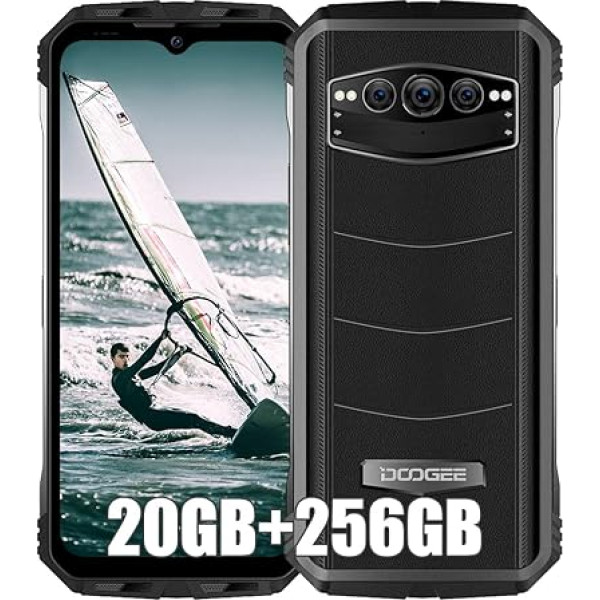 DOOGEE S100 (2023), Helio G99 20GB + 256GB, 10800mAh akumulators, 4G viedtālrunis bez līguma, 108MP kamera (20MP infrasarkanā) + 16MP + 32MP, Android 12 6,58 collu, bezvadu uzlāde NFC, melns