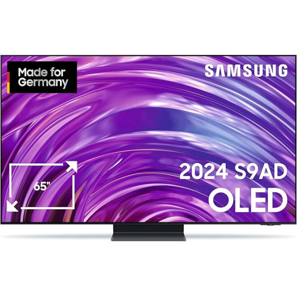 Samsung OLED 4K S9AD televizors 65 collas, Samsung televizors ar Neural Quantum 4K AI Gen2 procesoru, OLED HDR+, 4K AI Upscaling, Smart TV, AI TV, GQ65S9ADATXZG, vācu modelis [2024]