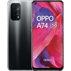 OPPO A74 5G - 6GB RAM un 128GB + papildu zibatmiņas zibatmiņa ar SIM karti (16,5 cm (6,5 Zoll) akumulators, 5000 mAh akumulators, 48MP Quad-Kamera, 90 Hz frekvences diapazons) - Fluid Black (melns) (vispārējs)