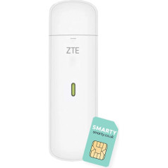 ZTE MF833 CAT4/4G USB dongle atbloķēts, lēts, ceļojumiem paredzēts 150Mbps daudzjoslu adapteris ar 2 gadu garantiju un bezmaksas viedo SIM karti - balts