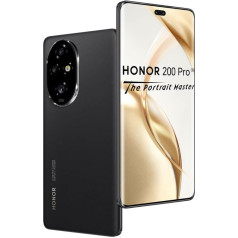 HONOR 200 Pro 5G viedtālrunis - ROM 512 GB, akumulators 5200 mAh, Snapdragon 8s Gen 3 (4 mm), trīskāršā kamera 50 MP, 6,78 collu displejs, Dual SIM, NFC, MagicOS 8.0/Android 14 - Black