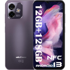 Ulefone Note 16 Pro (12GB + 128GB) viedtālrunis bez līguma, astoņkodolu 6,52 collu HD+ displejs Android 13 mobilais tālrunis, 4400 mAh, 50MP + 8MP kamera, pirkstu nospiedumi, GPS, NFC, OTG, Dual SIM 5G WiFi