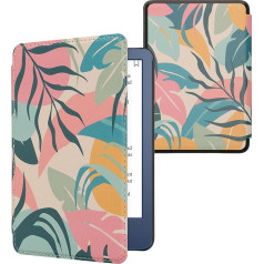 kwmobile Flip Case saderīgs ar Amazon Kindle (2022) Case - E-grāmatu lasītāja futrālis - Tropical Jungle Pink Yellow Green