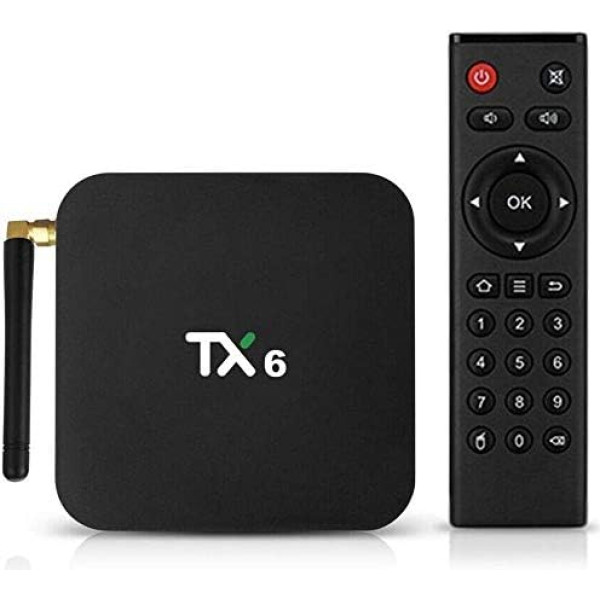 Android TV Box 9.0, Smart TV Box TX6 【4GB RAM + 32GB ROM】 EMMC Dual WiFi 2.4G + 5G Bluetooth Quad Core 4K Ultra HD H.265 USB 3.0 multivides atskaņotājs