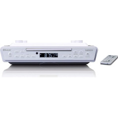 Lenco KCR-150 CD bāzes FM virtuves radio - Bluetooth - staciju atmiņa - 2 x 3 W RMS - montāžas komplekts zem pamatnes - AUX ieeja - taimera funkcija - balta, A003089